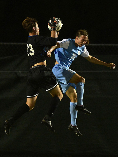 Photo of soccer players Bennett Jones and Andy Craven.